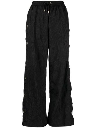 P.E Nation Volley crinkled-finish wide-leg trousers - Black