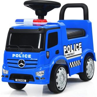 Costway Costway Coche Correpasillos Para Ni&ntilde;os De Polic&iacute;a, Coche Sin Pedales Para Beb&eacute; Mercedes Benz Con Espacio De Almacenamiento, Volante, Respaldo Seguro, 
