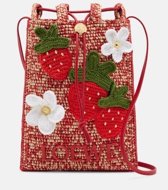 Loewe Paulas Ibiza raffia pouch with strap