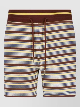 Fendi straight shorts elastic waistband ribbed striped