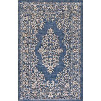 Jonathan Y Designs Galon Filigree Indoor/Outdoor Area Rug in Blue/beige at Nordstrom, Size 4Ft 0In X 6Ft 0In