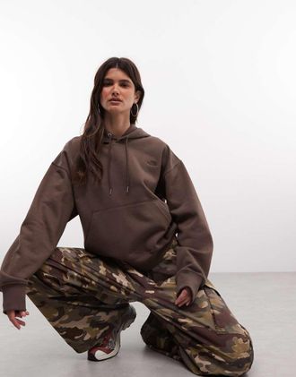 The North Face felpa con cappuccio oversize con grafica Simple Dome marrone