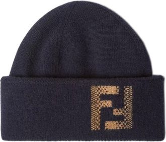 Fendi Accessoires, Heren, Blauw, M, Wol, Beanie