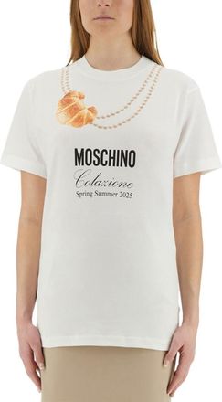 Moschino White Graphic Crew Neck T-Shirt