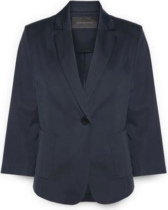 Elena Miro Stretch Satijnen Blazer - Dames - Blazers - Blauw - 5XL - Satijn - Jassen