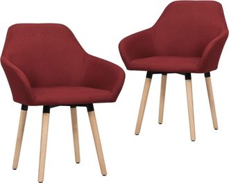 vidaXL Sillas De Comedor 2 Unidades Tela Rojo Tinto Vidaxl