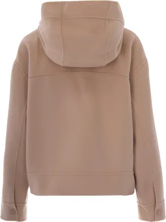 Max Mara Womens Hooded Jacket Ridente Almond Virgin Wool (ovis Aries)