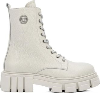 Philipp Plein Botas Bajas Planas de Piel - Shoes - Mujer - Blanco - 37 EU