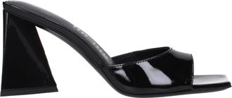 The Attico Black Leather Stiletto Heel Womens Sandals