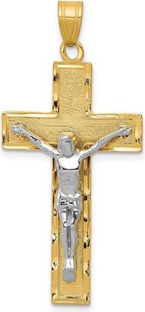 Diamond2Deal 14k Two-tone Gold Diamond-cut Crucifix Pendant