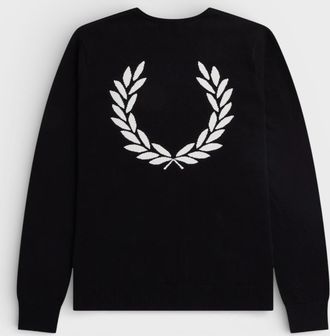 Fred Perry Mens Laurel Wreath Graphic Jumper - Black Cotton - Size X-Large