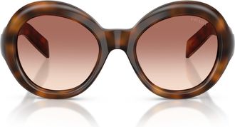 Prada 0pr D08su Large Round Tortoiseshell Sunglasses
