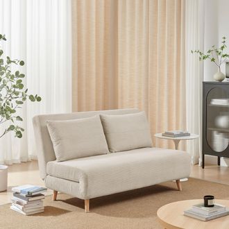 Furniturebox Bobby Cream Jumbo Corduroy Folding Double Sofa Bed