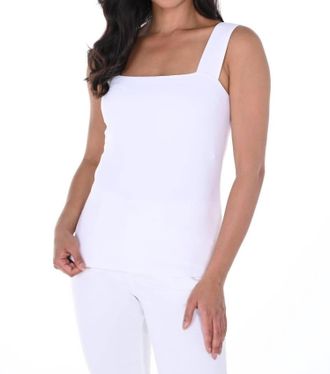 Frank Lyman Design Square Neck Solid Tank In Off White