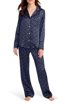 Petite Plume Silk Pajama Set in Navy at Nordstrom, Size X-Large