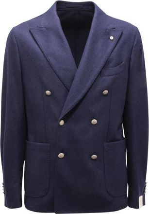 L.B.M. 1911 Wollen Blend Dubbelborst Jas Blauw - Heren - Blazers - Blauw - XL - Wol - Jassen
