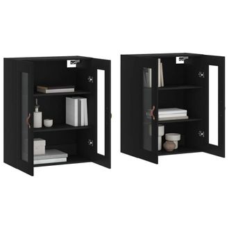 Berkfield Home Wall Mounted Cabinets 2 pcs Black Engineered Wood