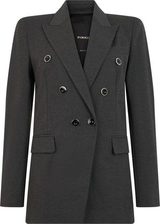 Pinko Dubbelrijige Jas - Dames - Blazers - Grijs - M - Leer - Jassen