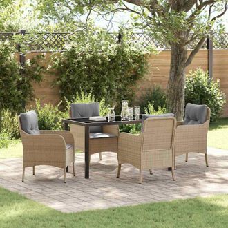 vidaXL Conjunto De Comedor De Jard&iacute;n Con Coj&iacute;n 5 Pcs Beige Polirat&aacute;n Vidaxl