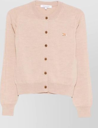 Maison Kitsun&eacute; baby fox wool knit crew cardigan