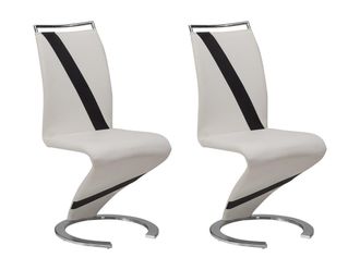 Vente-Unique Conjunto de 2 sillas TWIZY - Piel sintética - Blanco con borde negro