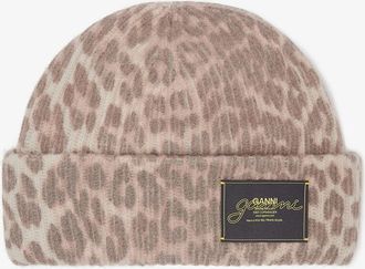 Ganni Mixed Oversized Wool Rib Knit Beanie