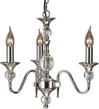 Loops Diana Ceiling Pendant Chandelier Bright Nickel & K9 Crystal Curved 3 Lamp Light