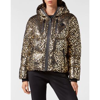 Plein Sport Jacket Leopard Women in Gold at Nordstrom, Size Small