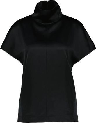 Anine Bing Samson Top - Dames - Blouses - Zwart - L - Satijn - Overhemden