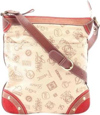 Loewe Pre-owned Canvas Schoudertas - Dames - Vintage Schoudertas - Beige - ONE Size - Leer - Vintage