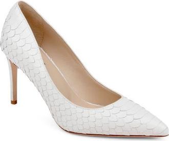 L'agence Maelle Snake Print Embossed Leather Pump in White Snake at Nordstrom, Size 8.5