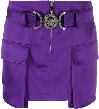 Versace Purple Solid Mini Skirt