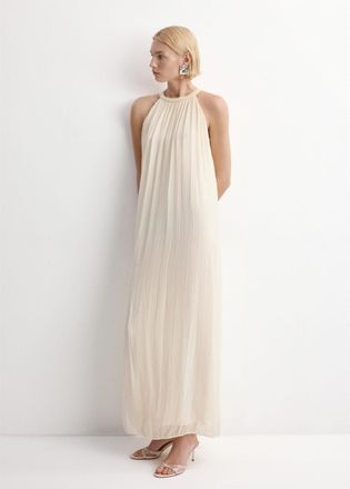 Mango Vestito svasato collo halter grezzo - Donna - M - MANGO