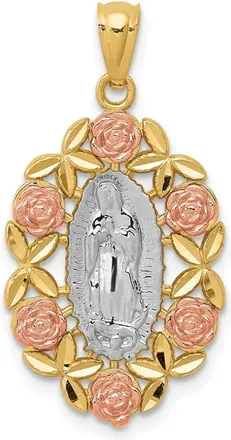 Diamond2Deal 14k Two-tone Gold White Rhodium Guadalupe Pendant