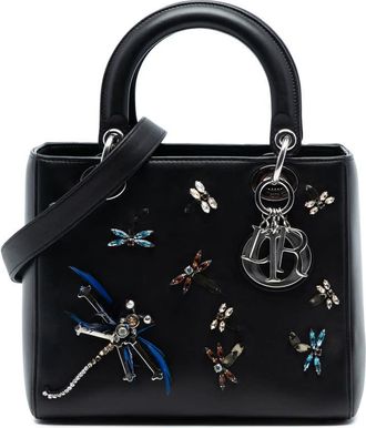 Dior Pre-owned Dior Medium Calfskin Dragonfly Embellished Lady Dior 16-BO-0166