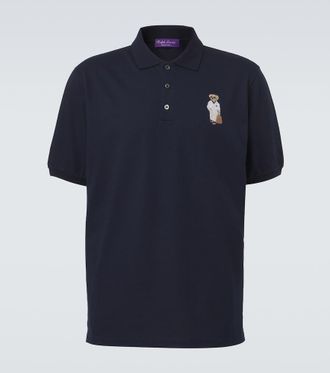 Ralph Lauren Purple Label Polo in cotone e cashmere con ricamo