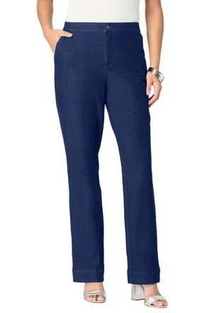 Roaman's Plus Size High-Rise Bootcut Denim Trouser in Dark Wash at Nordstrom, Size 12