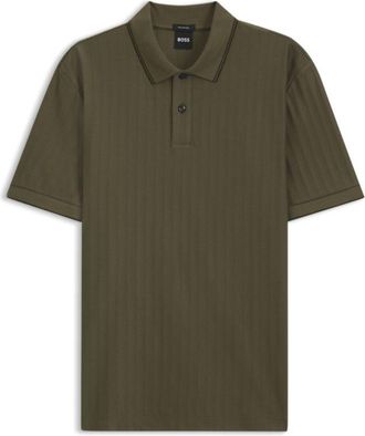 BOSS Striped cotton polo shirt with tipping