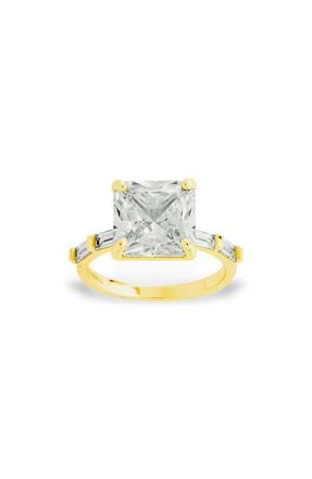 Sterling Forever Princess-Cut Cubic Zirconia Ring in Gold at Nordstrom, Size 6