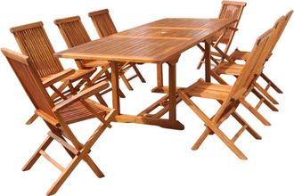 Concept Usine Conjunto de jard&iacute;n de teca aceitada para 8 personas, mesa rectangular