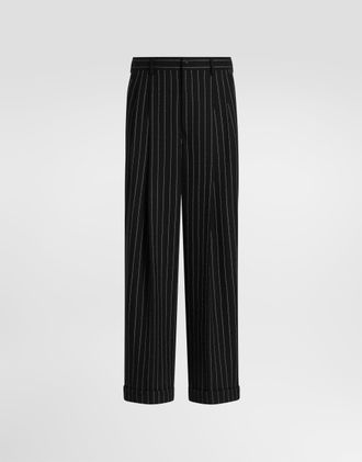 Dolce & Gabbana Pinstripe Virgin Wool Trousers - Man Pants And Shorts Multicolor 48