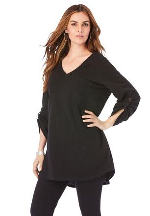Roaman's Boyfriend Textured Tunic in Black at Nordstrom, Size 40