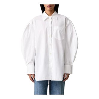 Ganni Camisa de popelina compacta con mangas plisadas - Blouses & Shirts - Mujer - Blanco - S