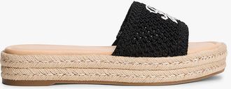 Tommy Hilfiger Womens Script Monogram Espadrille Sandal - Black - US 6.5 / EU 37