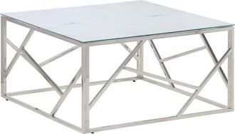 vidaXL Vidaxl - Mesa De Centro Plateada Acero Inoxidable Y Vidrio Templado
