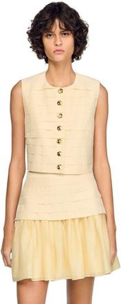 Sandro Pleated crop top in Vanilla at Nordstrom, Size X-Large
