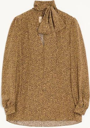 Valentino Crepe De Chine Shirt With Fauve &Eacute;clat Micromacula Print Woman ANIMAL PRINT 36