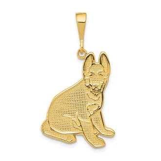Diamond2Deal 14k Yellow Gold German Shepherd Pendant