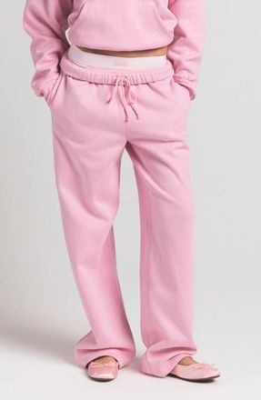 SKIMS Cotton Fleece Blend Classic Straight Leg Pants in Halite at Nordstrom, Size Xx-Small