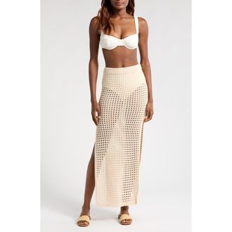 Elan Open Stitch Cover-Up Midi Skirt in Natural at Nordstrom Rack, Size X-Large